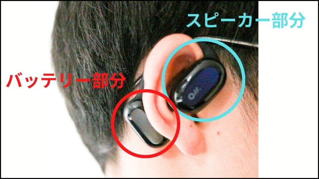 スピーカー部分とバッテリー部分の図解
